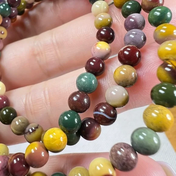 5.3mm Alashan Agate Multicolor Beaded 3 Laps Bracelet Or Necklace Natural Quartz - Picture 5 of 11